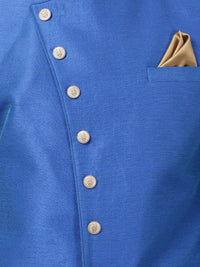 Thumbnail for Vastramay Men's Blue Silk Blend Sherwani Set - Distacart