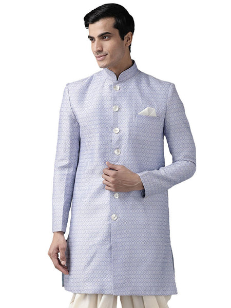 Vastramay Men's Lavender Silk Blend Sherwani Only Top - Distacart