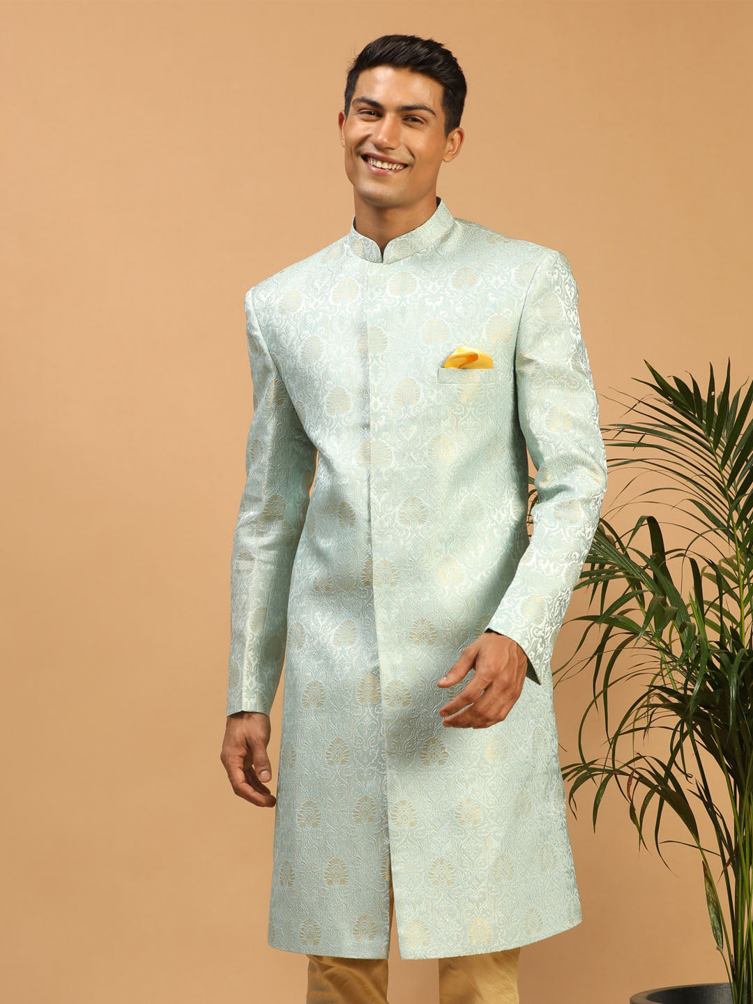 Vastramay Men's Brocade Sherwani Only Top - Distacart