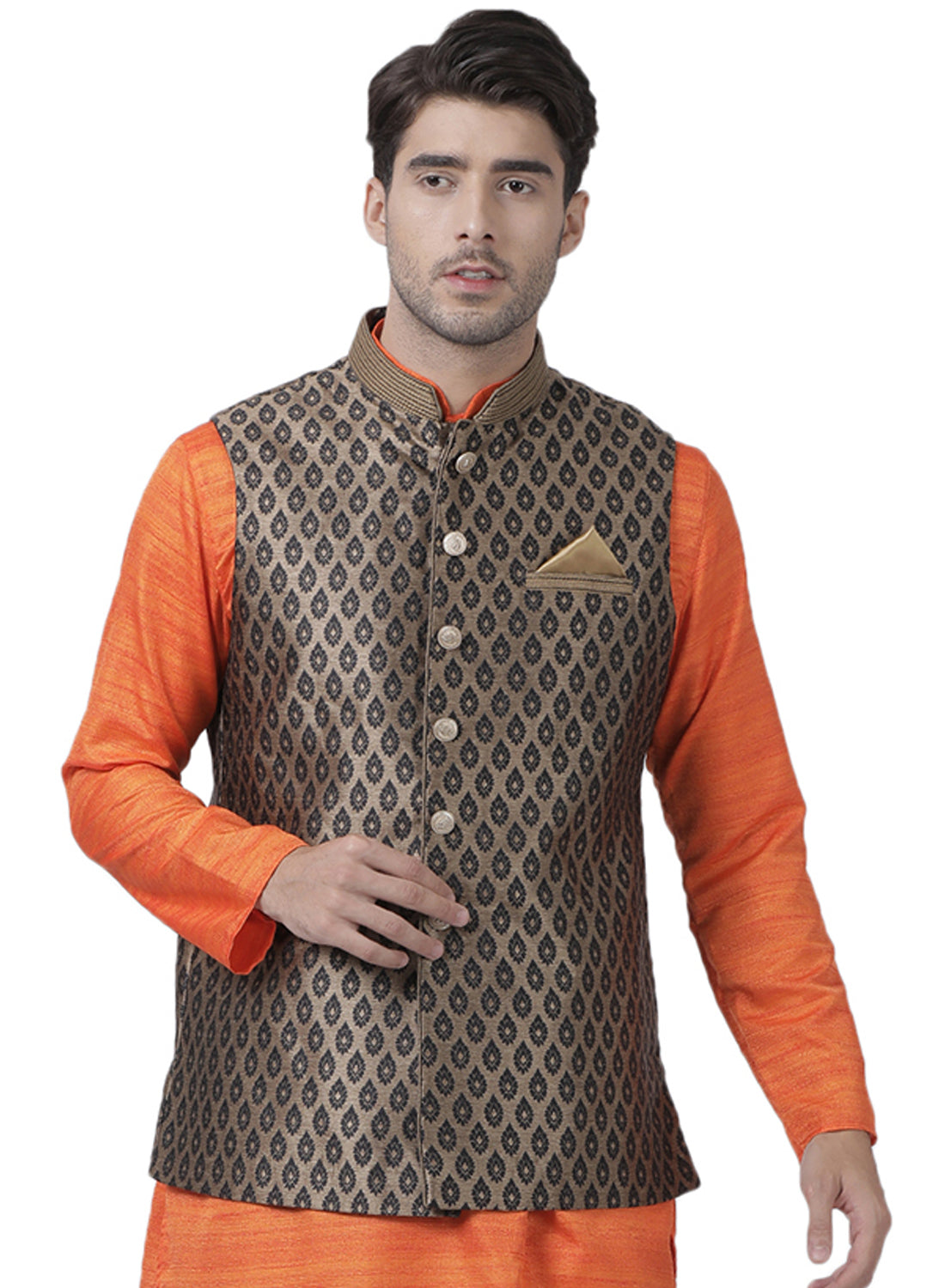 Purchase Multi Colour color Cotton fabric Printed Nehru Jacket Online : USA  -