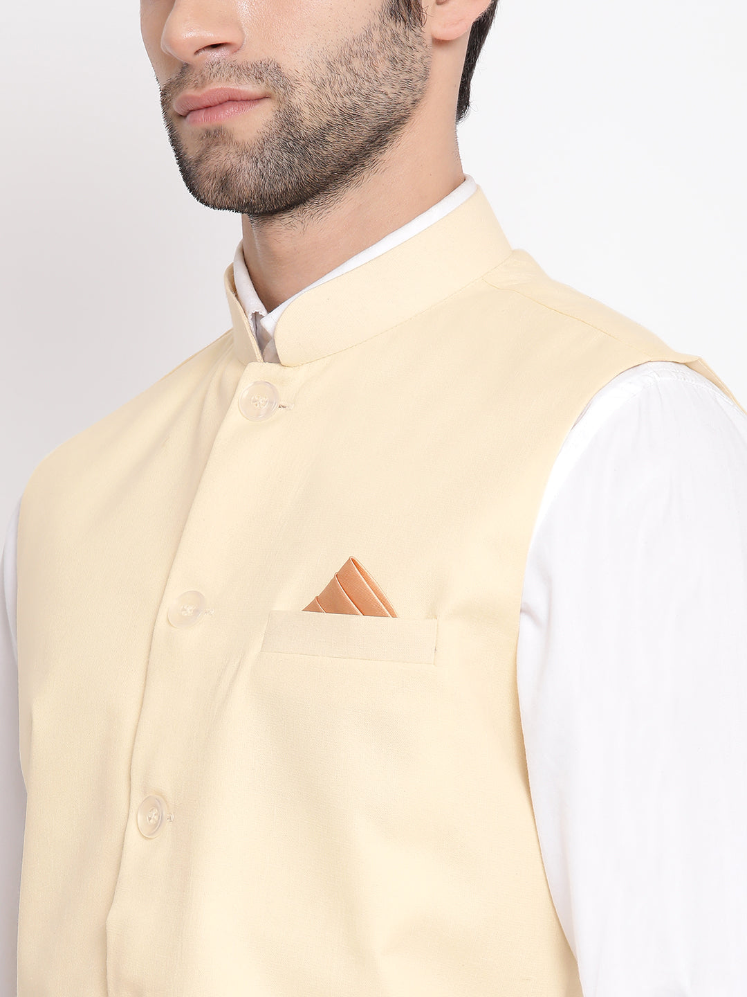 White cotton shop blend nehru jacket