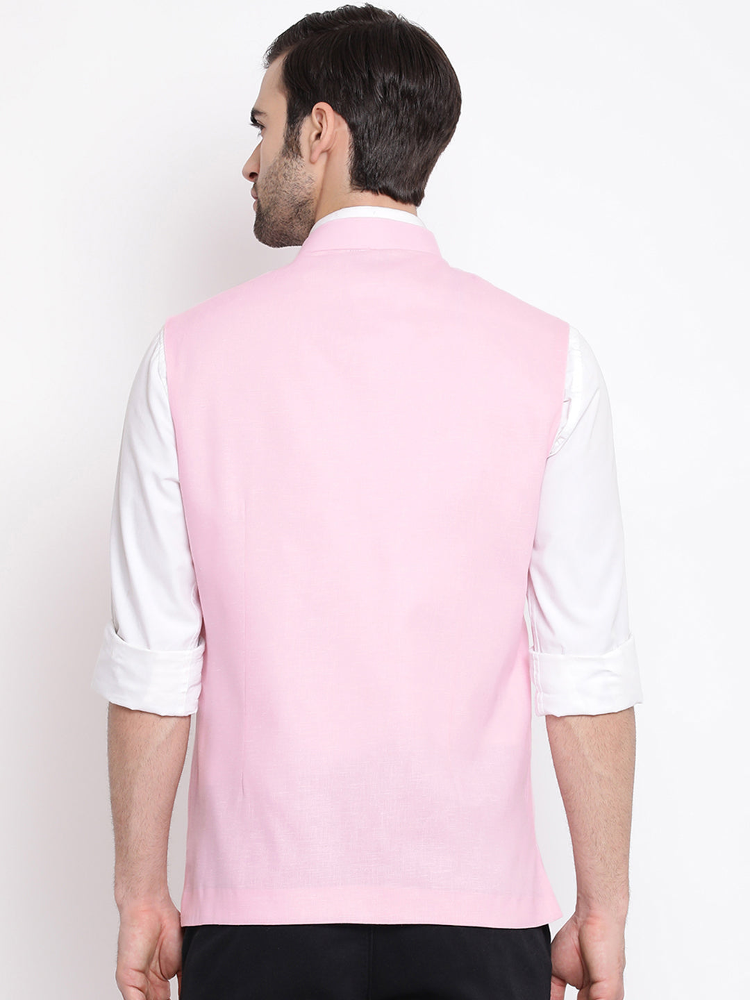 Buy Vastramay Men s Pink Cotton Blend Nehru Jacket Online at Best