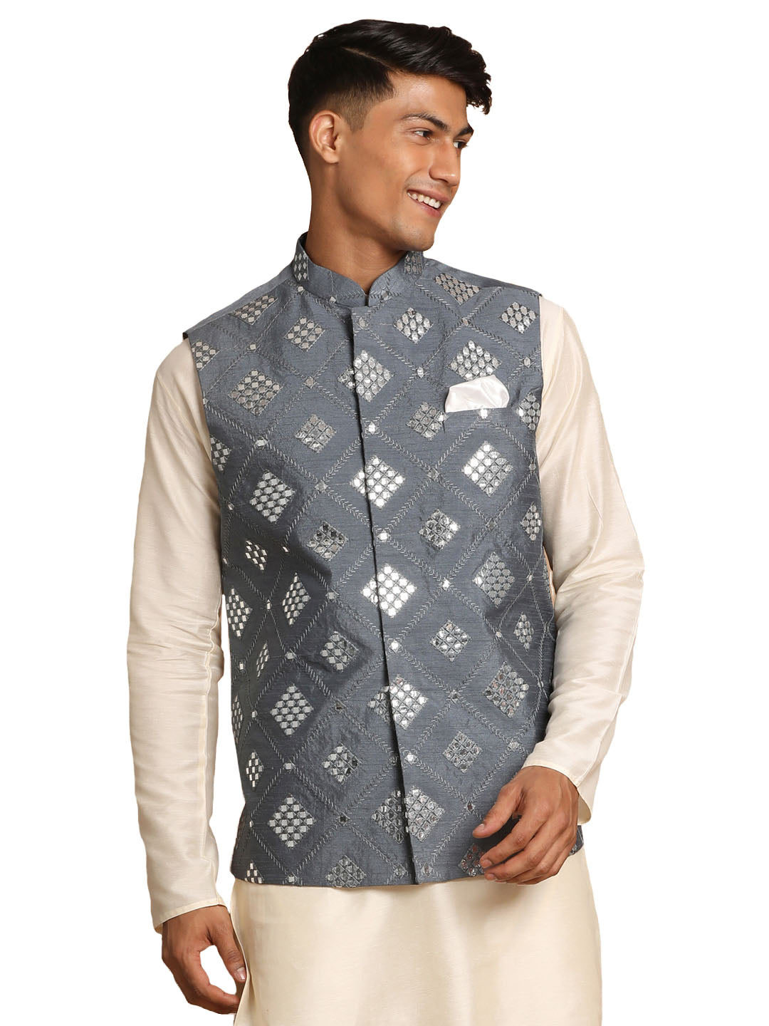Buy online Grey Checkered Nehru Jacket from Jackets for Men by Crimsoune  Club for ₹1749 at 50% off | 2024 Limeroad.com