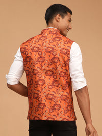 Thumbnail for Vastramay Men's Rust - Nehru Jacket - Distacart