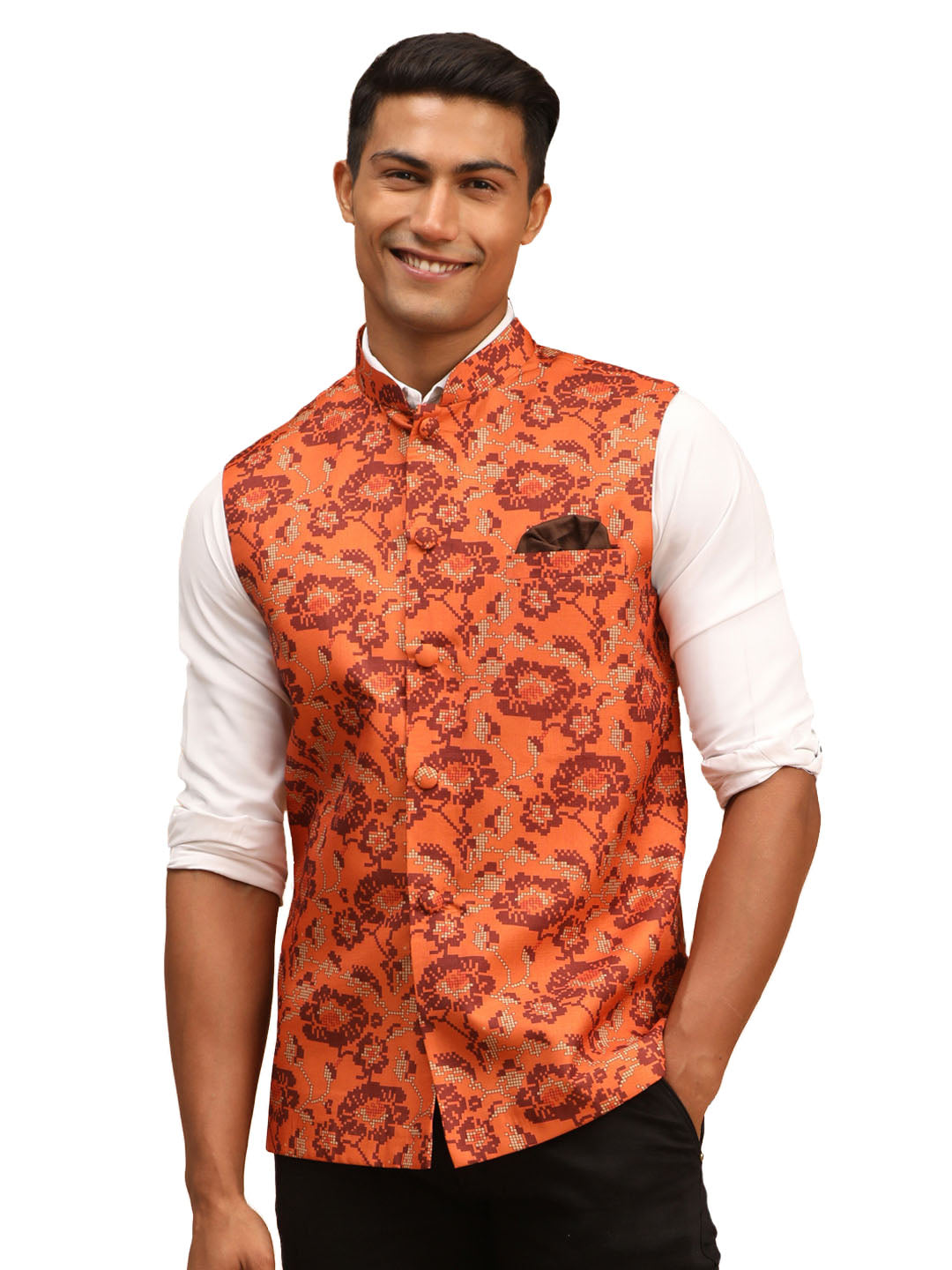 Vastramay Men's Rust - Nehru Jacket - Distacart