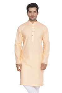 Thumbnail for Vastramay Men's Beige Cotton Linen Blend Kurta - Distacart