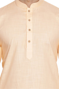 Thumbnail for Vastramay Men's Beige Cotton Linen Blend Kurta - Distacart