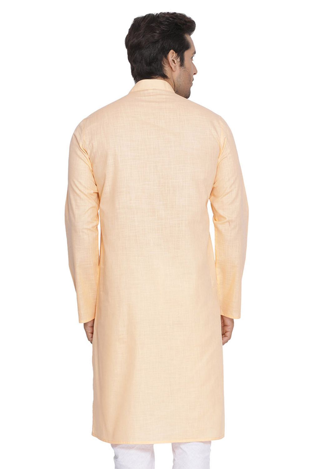 Vastramay Men's Beige Cotton Linen Blend Kurta - Distacart