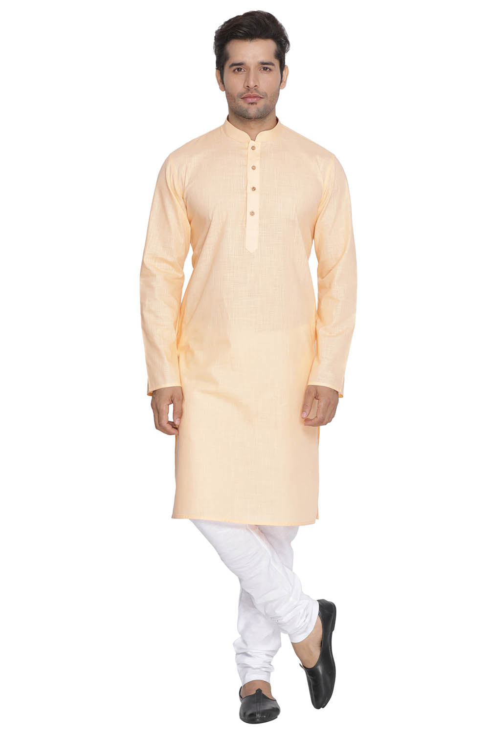 Vastramay Men's Beige Cotton Linen Blend Kurta - Distacart