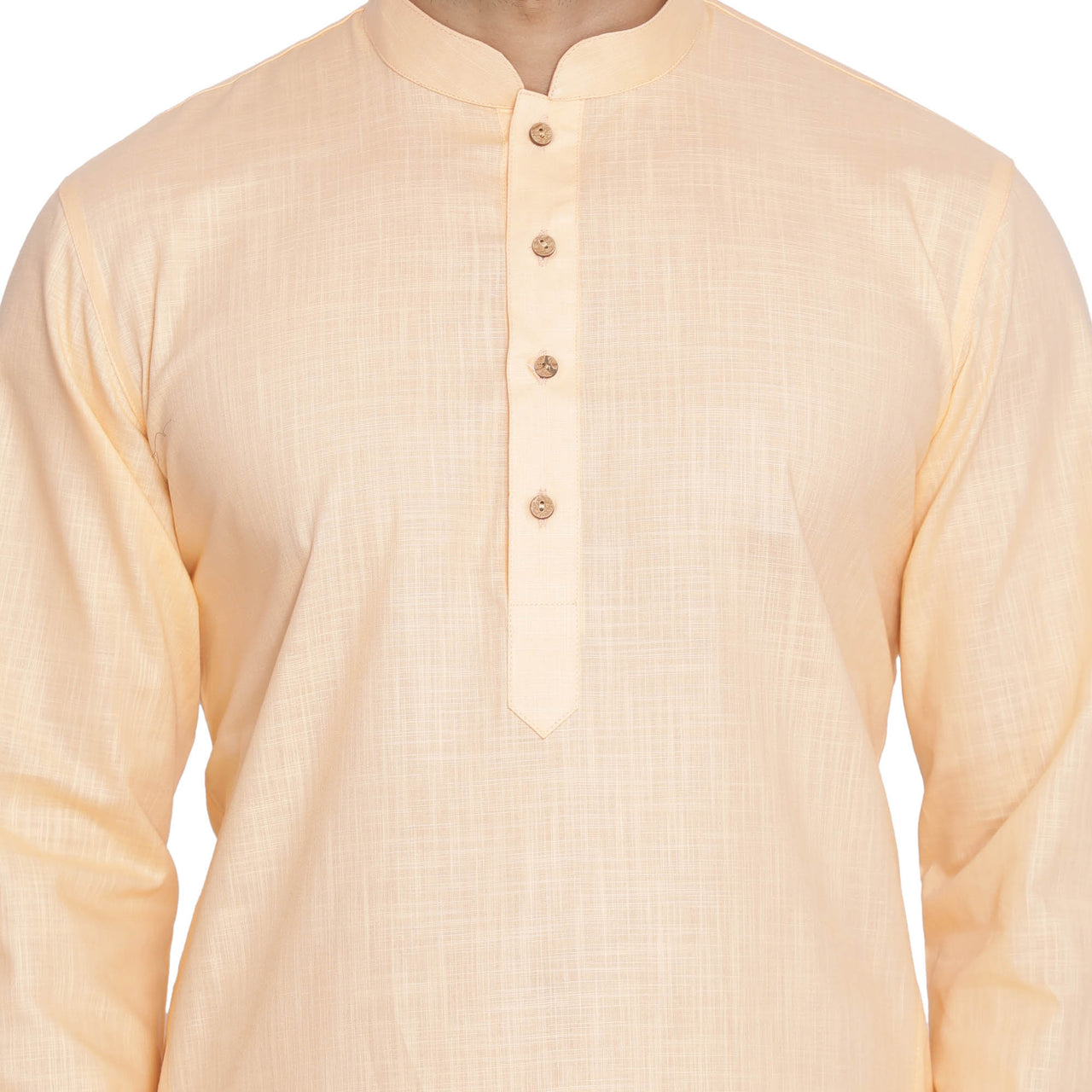 Vastramay Men's Beige Cotton Linen Blend Kurta Pyjama Set - Distacart