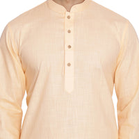 Thumbnail for Vastramay Men's Beige Cotton Linen Blend Kurta Pyjama Set - Distacart