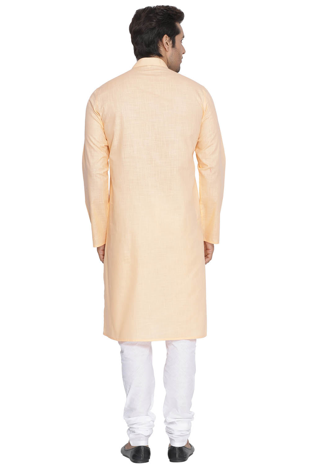 Vastramay Men's Beige Cotton Linen Blend Kurta Pyjama Set - Distacart