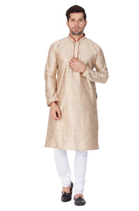 Thumbnail for Vastramay Men's Beige Cotton Silk Kurta Pyjama Set - Distacart