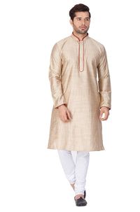 Thumbnail for Vastramay Men's Beige Cotton Silk Kurta Pyjama Set - Distacart