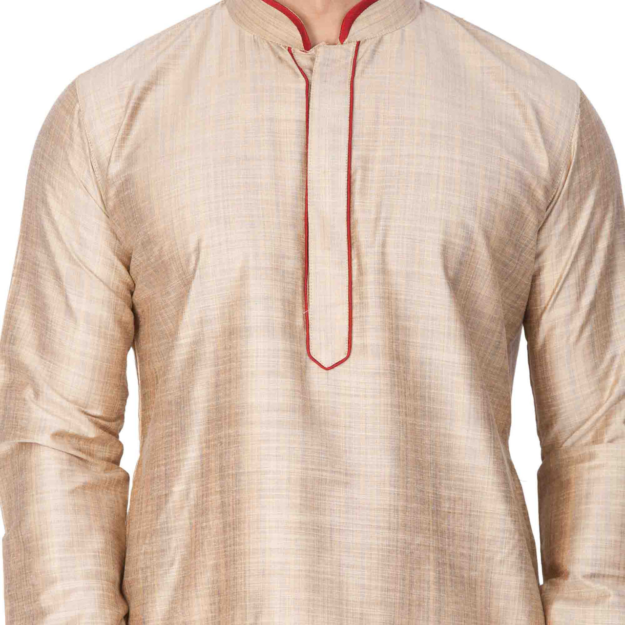 Vastramay Men's Beige Cotton Silk Kurta Pyjama Set - Distacart