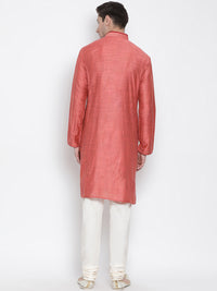 Thumbnail for Vastramay Men's Pink Cotton Silk Kurta Pyjama Set - Distacart