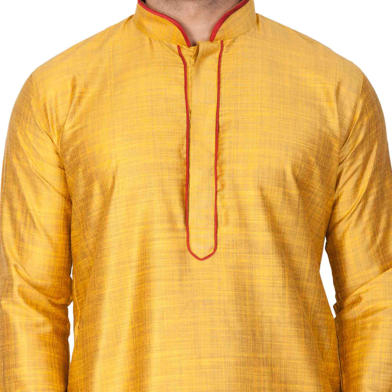 Vastramay Men's Yellow Cotton Silk Kurta Pyjama Set - Distacart