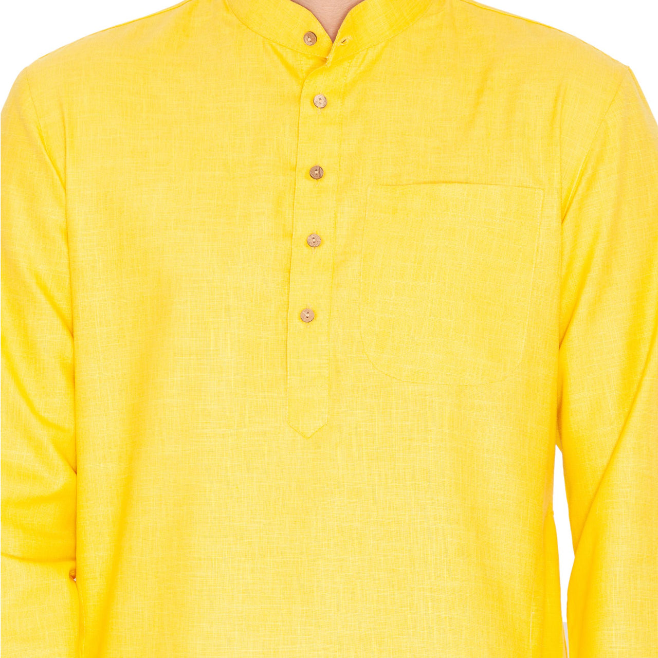 Vastramay Men's Yellow Cotton Linen Blend Kurta Pyjama Set - Distacart