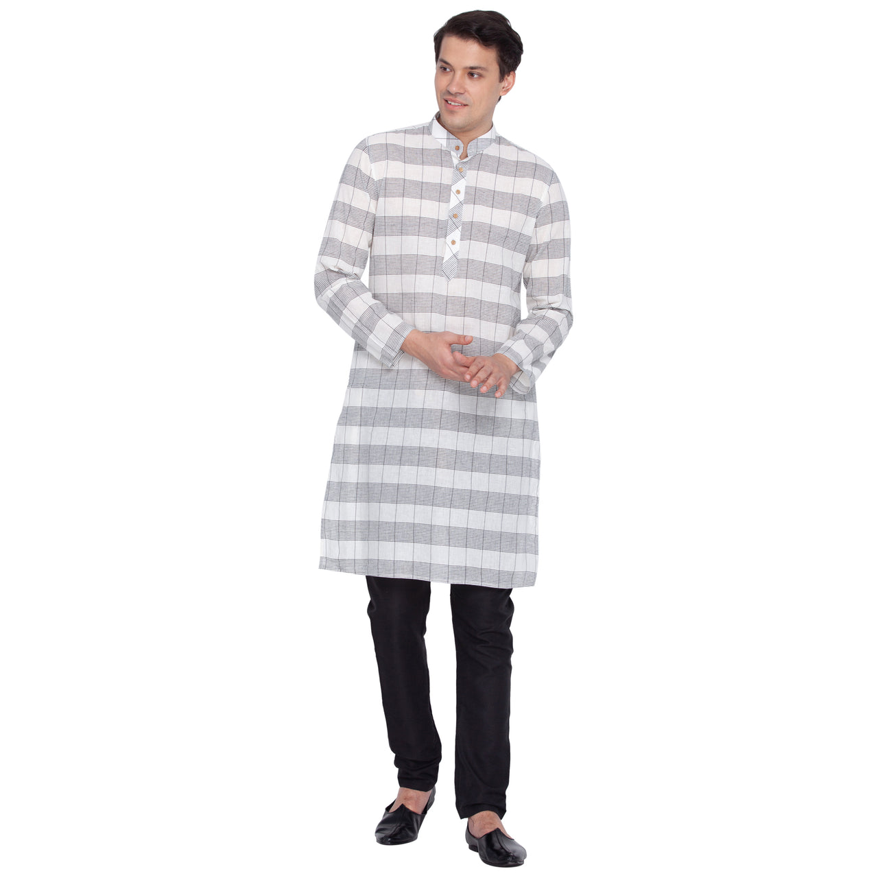 Vastramay Men's White Pure Cotton Kurta Pyjama Set - Distacart