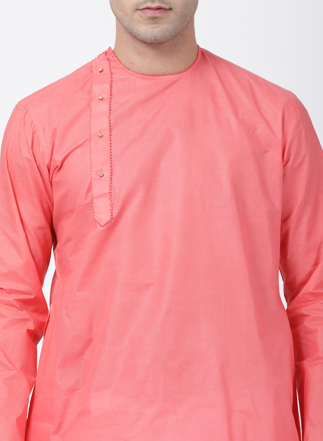 Vastramay Men's Pink Cotton Blend Kurta Pyjama Set - Distacart