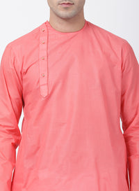 Thumbnail for Vastramay Men's Pink Cotton Blend Kurta Pyjama Set - Distacart