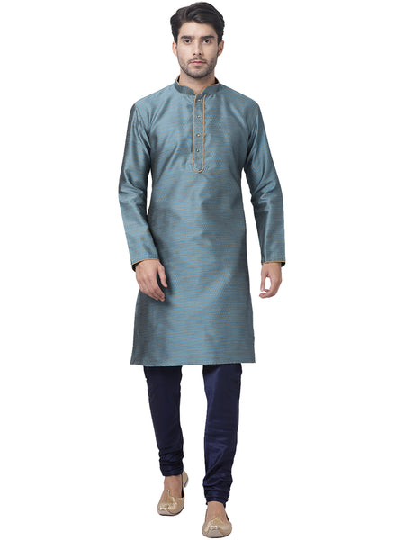 Vastramay Men's Light Blue Silk Blend Kurta Pyjama Set - Distacart