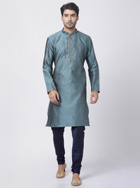 Thumbnail for Vastramay Men's Light Blue Silk Blend Kurta Pyjama Set - Distacart