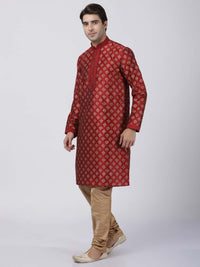 Thumbnail for Vastramay Men's Maroon Silk Blend Kurta Pyjama Set - Distacart