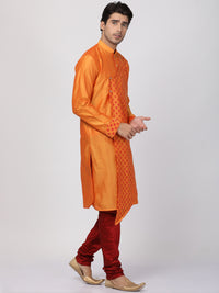 Thumbnail for Vastramay Men's Orange Cotton Blend Kurta Pyjama Set - Distacart