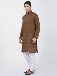 Thumbnail for Vastramay Men's Brown Pure Cotton Kurta Pyjama Set - Distacart