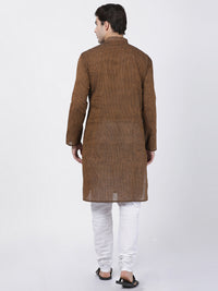 Thumbnail for Vastramay Men's Brown Pure Cotton Kurta Pyjama Set - Distacart