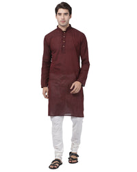 Thumbnail for Vastramay Men's Maroon Pure Cotton Kurta Pyjama Set - Distacart