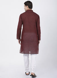 Thumbnail for Vastramay Men's Maroon Pure Cotton Kurta Pyjama Set - Distacart