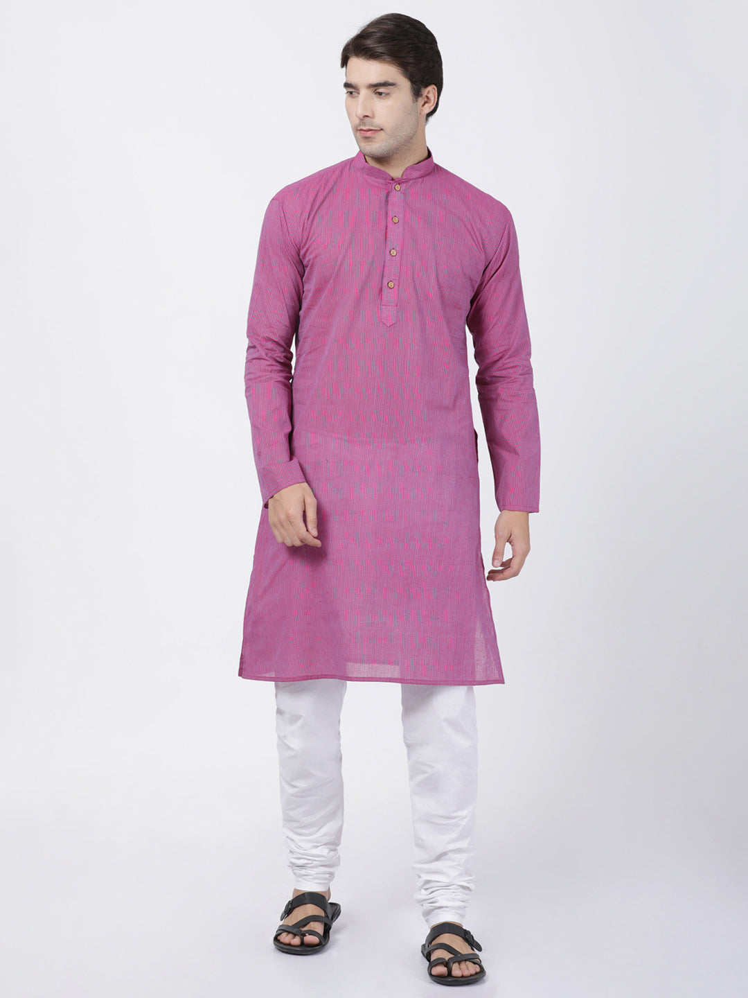 Vastramay Men's Purple Pure Cotton Kurta Pyjama Set - Distacart