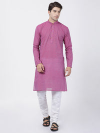 Thumbnail for Vastramay Men's Purple Pure Cotton Kurta Pyjama Set - Distacart