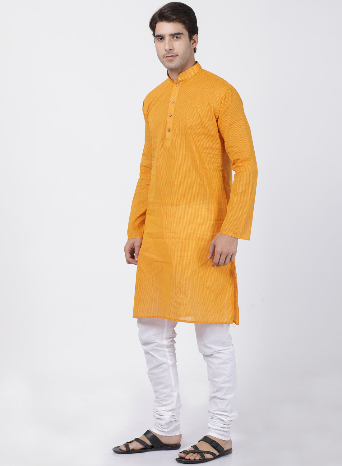 Vastramay Men's Yellow Pure Cotton Kurta Pyjama Set - Distacart