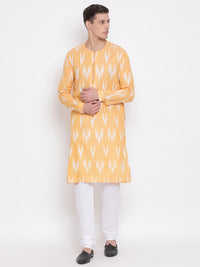 Thumbnail for Vastramay Men's Orange Cotton Blend Kurta Pyjama Set - Distacart