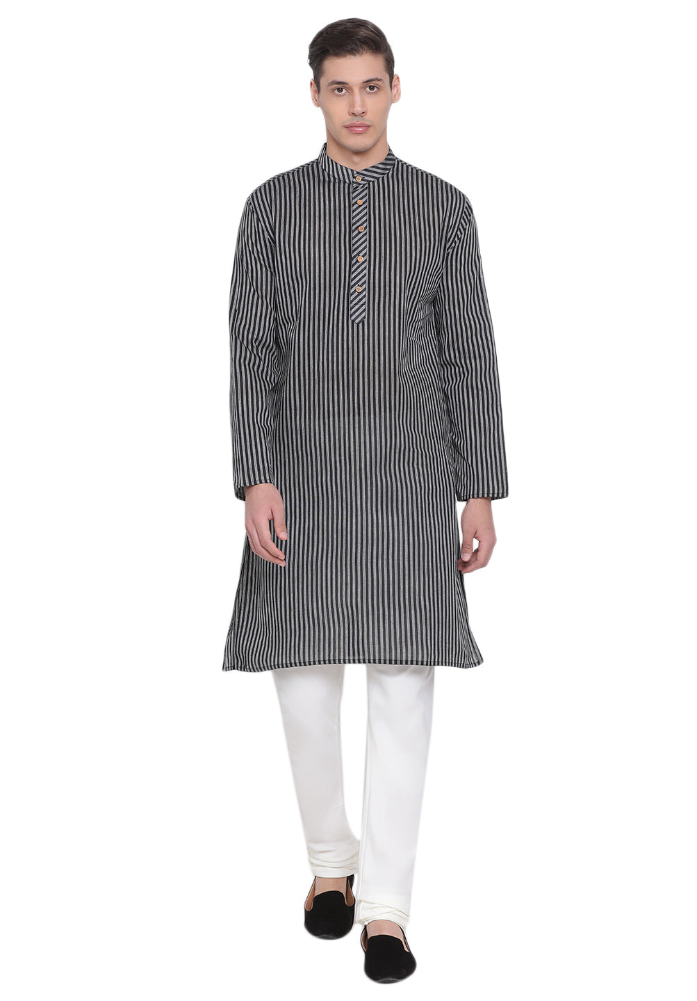 Vastramay Men's Black Pure Cotton Kurta Pyjama Set - Distacart