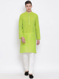 Thumbnail for Vastramay Men's Green Pure Cotton Kurta Pyjama Set - Distacart