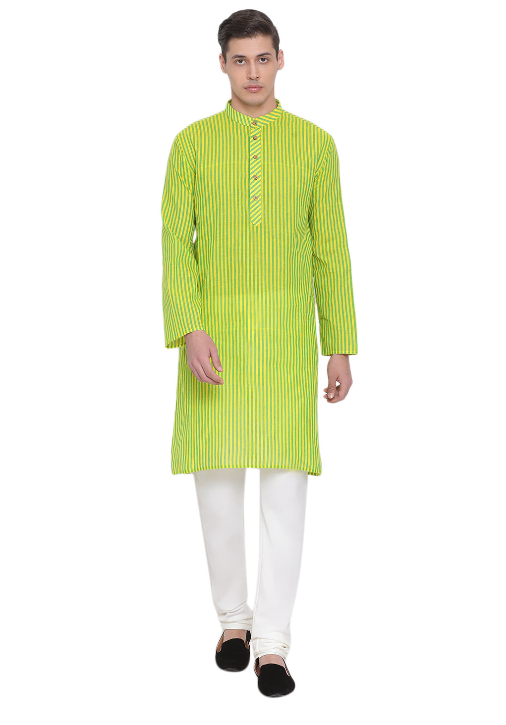 Vastramay Men's Green Pure Cotton Kurta Pyjama Set - Distacart