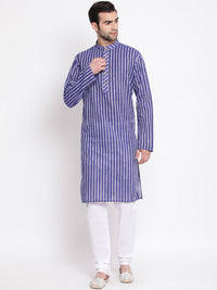 Thumbnail for Vastramay Men's Blue Pure Cotton Kurta Pyjama Set - Distacart