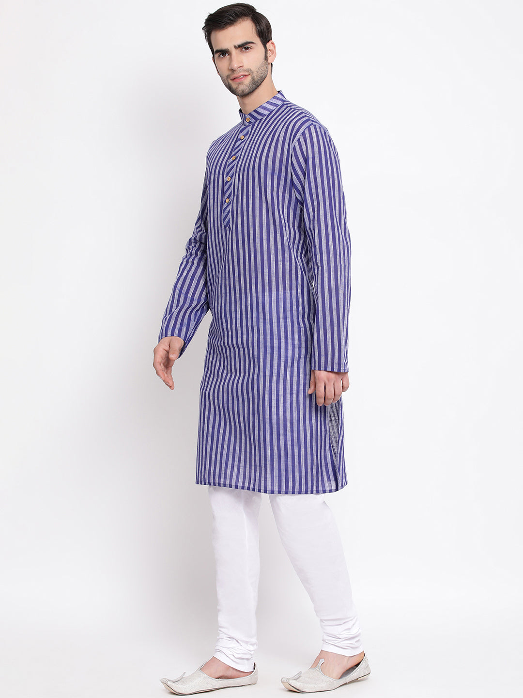 Vastramay Men's Blue Pure Cotton Kurta Pyjama Set - Distacart