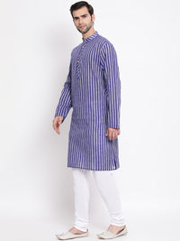 Thumbnail for Vastramay Men's Blue Pure Cotton Kurta Pyjama Set - Distacart