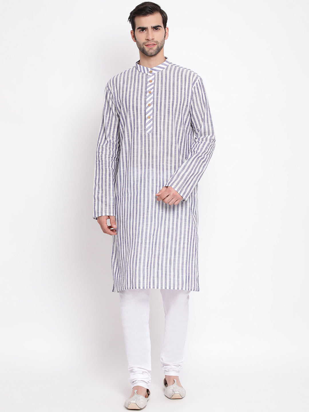 Vastramay Men's Grey Pure Cotton Kurta Pyjama Set - Distacart