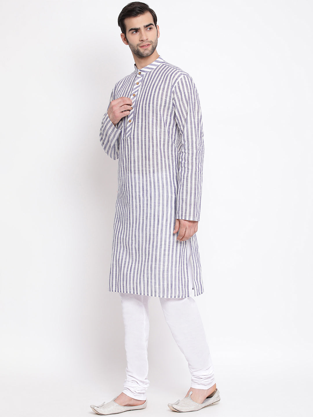 Vastramay Men's Grey Pure Cotton Kurta Pyjama Set - Distacart