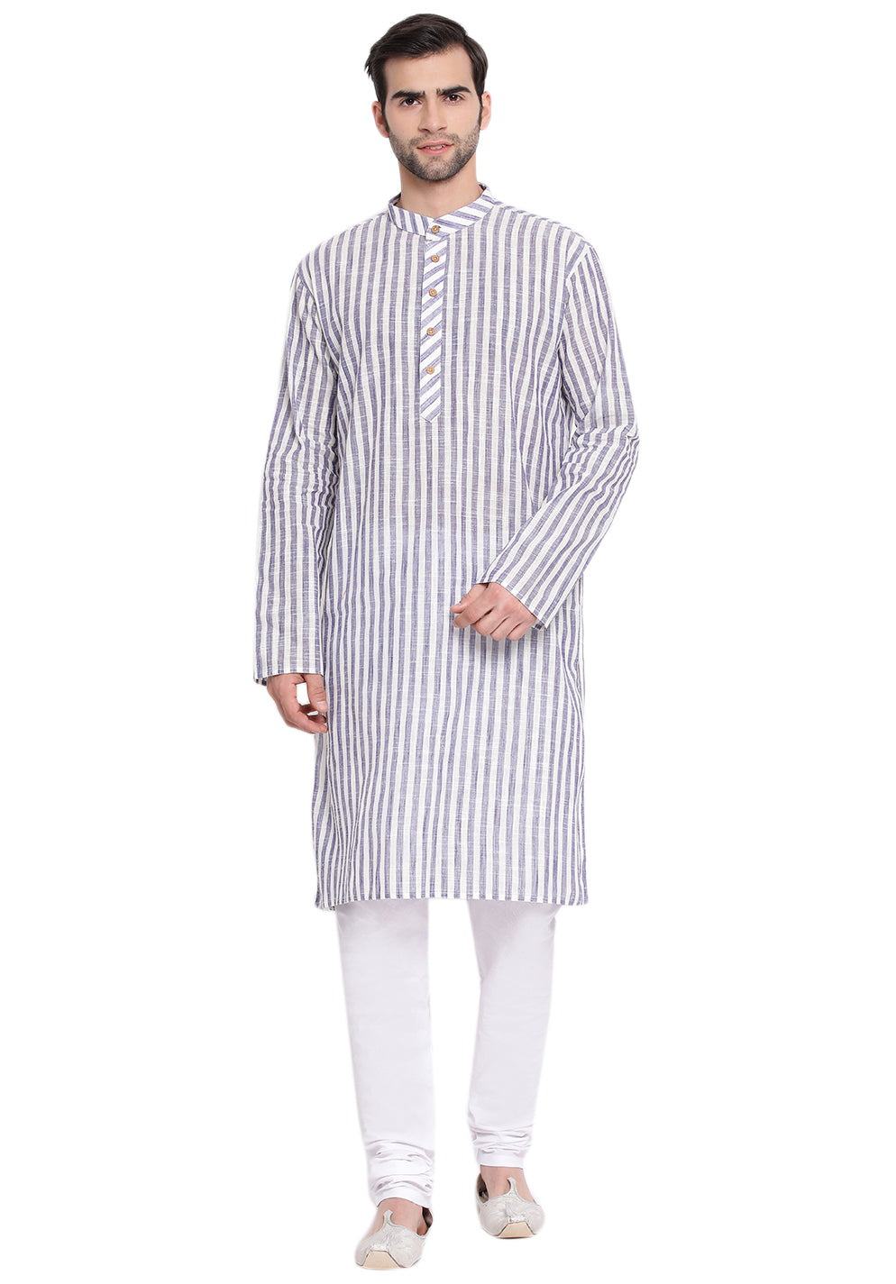 Vastramay Men's Grey Pure Cotton Kurta Pyjama Set - Distacart