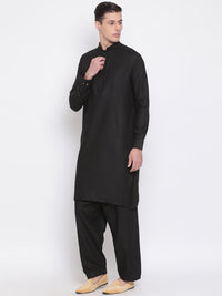 Thumbnail for Vastramay Men's Black Cotton Blend Kurta and Patiala Set - Distacart