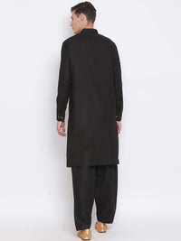 Thumbnail for Vastramay Men's Black Cotton Blend Kurta and Patiala Set - Distacart