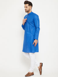 Thumbnail for Vastramay Men's Blue And White Cotton Kurta Pyjama Set - Distacart