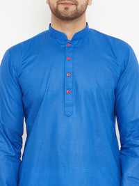 Thumbnail for Vastramay Men's Blue And White Cotton Kurta Pyjama Set - Distacart